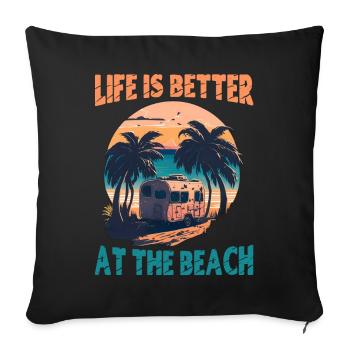Life Is Better At The Beach - Retro - Sofa pillowcase 17,3'' x 17,3'' (45 x 45 cm) - black - Front