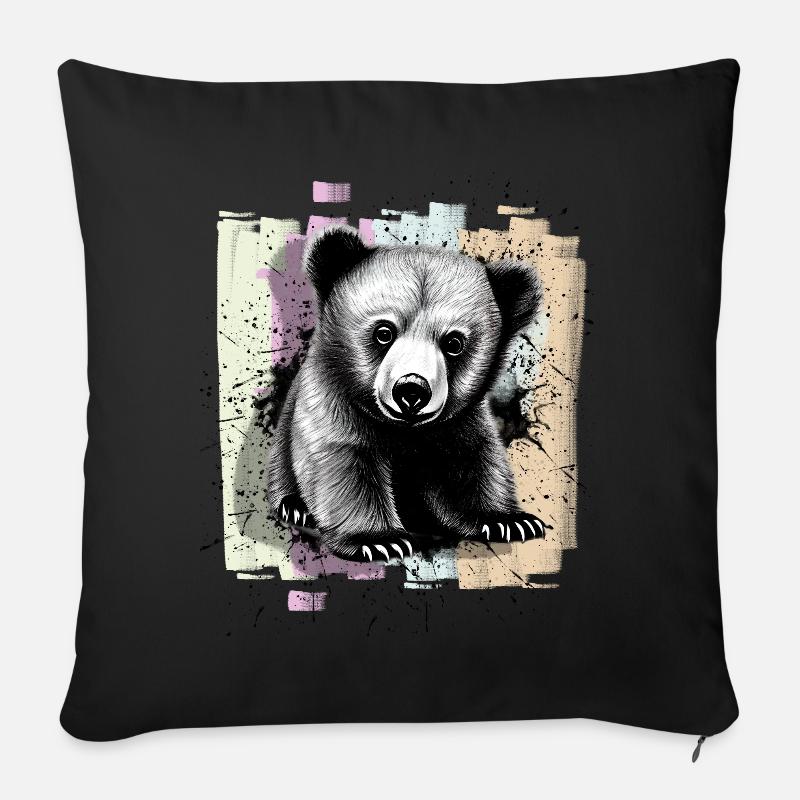 Bär - Sofakissenbezug 45 x 45 cm - Schwarz