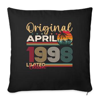 25th birthday man April Born 1998 Original - Sofa pillowcase 17,3'' x 17,3'' (45 x 45 cm) - black - Front