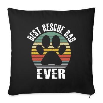 Meilleur père de sauvetage jamais Vintage Retro Dog Cat Lover - Housse de coussin décorative 45 x 45 cm - noir - Devant