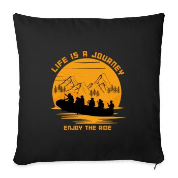 La vie est un voyage - Profitez de la balade - T-shirt de voyage - Housse de coussin décorative 45 x 45 cm - noir - Devant