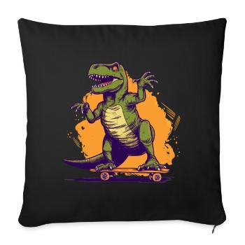 Skateboarding Cooler Skateboarder T Rex Dinosaurier - Sofakissenbezug 45 x 45 cm - Schwarz - Vorne