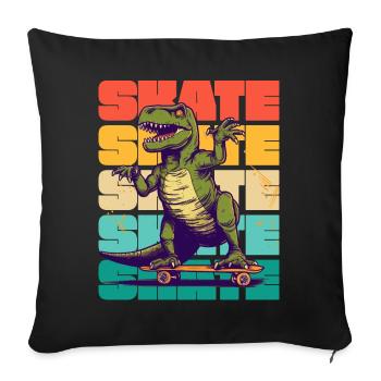 Skateboard Cool Skateboarder T Rex Dinosaur - Housse de coussin décorative 45 x 45 cm - noir - Devant