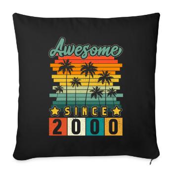 2000 Né Anniversaire Année de naissance Millésime - Housse de coussin décorative 45 x 45 cm - noir - Devant