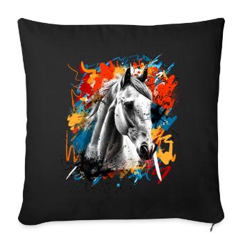 Cheval - Housse de coussin décorative 45 x 45 cm - noir - Devant