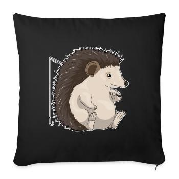Canne à pêche Pêcheur hérisson Canne à pêche - Housse de coussin décorative 45 x 45 cm - noir - Devant