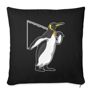 Canne à pêche Penguin Angler Canne à pêche - Housse de coussin décorative 45 x 45 cm - noir - Devant