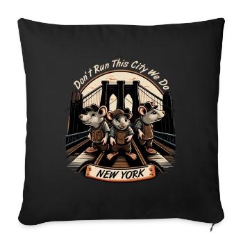 New York City Brooklyn Bridge Rat Plague - Sofa pillowcase 17,3'' x 17,3'' (45 x 45 cm) - black - Front