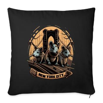 New York City Brooklyn Bridge Ratten Rattenplage - Sofakissenbezug 45 x 45 cm - Schwarz - Vorne
