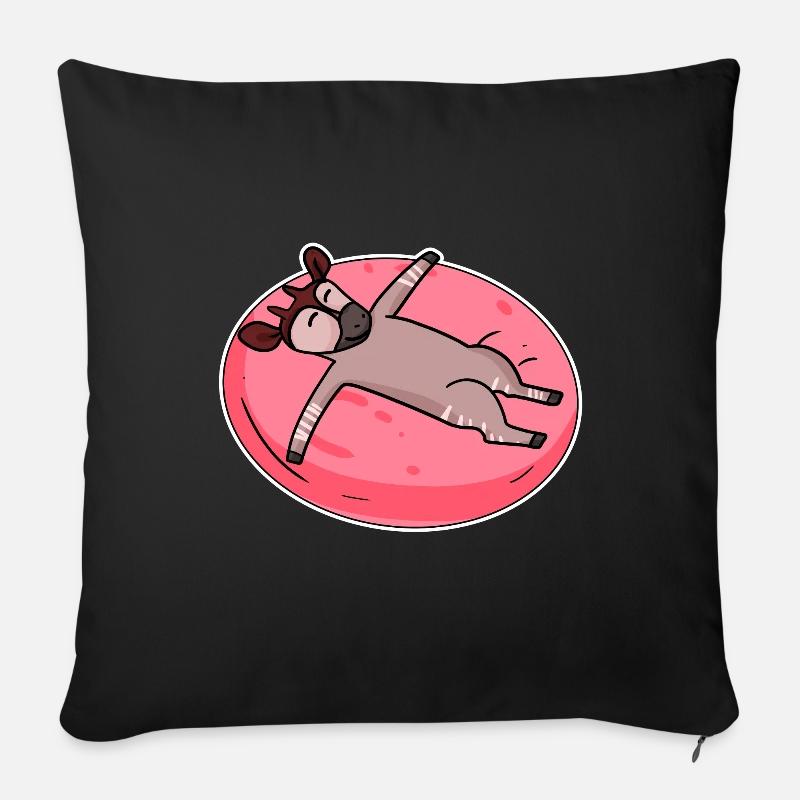 Schlafendes Okapi Waldgiraffe - Sofakissenbezug 45 x 45 cm - Schwarz