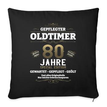 80. Geburtstag Mann Oldtimer Jahrgang 1943 - Sofakissenbezug 45 x 45 cm - Schwarz - Vorne