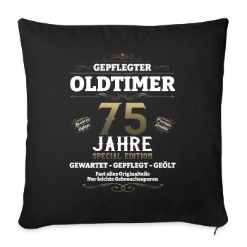 75. Geburtstag Mann Oldtimer Jahrgang 1948 - Sofakissenbezug 45 x 45 cm - Schwarz - Vorne