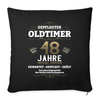 48. Geburtstag Mann Oldtimer Jahrgang 1975 - Sofakissenbezug 45 x 45 cm - Schwarz - Vorne