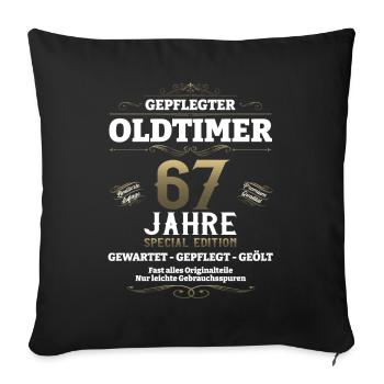 67. Geburtstag Mann Oldtimer Jahrgang 1956 - Sofakissenbezug 45 x 45 cm - Schwarz - Vorne