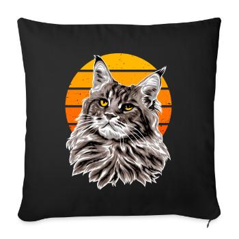 Cat Retro Sunset Holiday - Sofa pillowcase 17,3'' x 17,3'' (45 x 45 cm) - black - Front