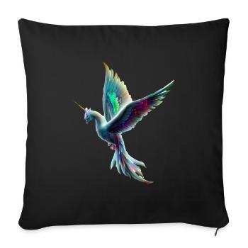 Oiseau licorne - Housse de coussin décorative 45 x 45 cm - noir - Devant