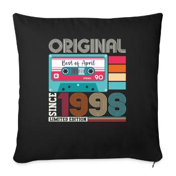 25th birthday man April born 1998 cassette - Sofa pillowcase 17,3'' x 17,3'' (45 x 45 cm) - black - Front