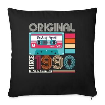 33rd birthday man April born 1990 cassette - Sofa pillowcase 17,3'' x 17,3'' (45 x 45 cm) - black - Front