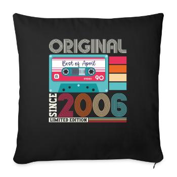 17th birthday man April vintage 2006 cassette - Sofa pillowcase 17,3'' x 17,3'' (45 x 45 cm) - black - Front