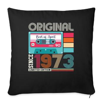 50e anniversaire homme April Born 1973 Cassette - Housse de coussin décorative 45 x 45 cm - noir - Devant