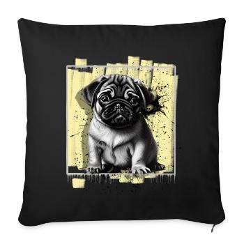Chien carlin - Housse de coussin décorative 45 x 45 cm - noir - Devant