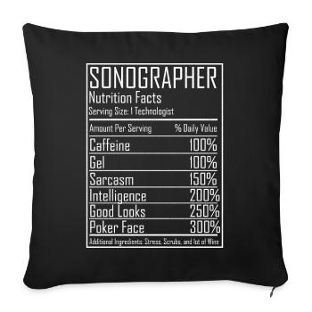 Ultrasound Tech Sonographer Radiology Nutrition - Sofa pillowcase 17,3'' x 17,3'' (45 x 45 cm) - black - Front