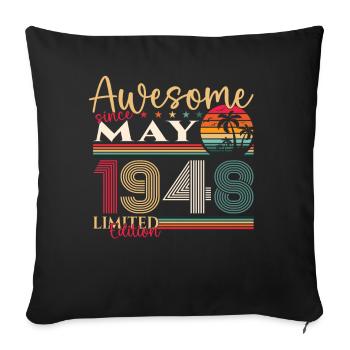 75 Anniversaire Homme Femme Génial Mai Millésime 1948 - Housse de coussin décorative 45 x 45 cm - noir - Devant
