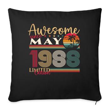 35ème Anniversaire Homme Femme Génial Mai Millésime 1988 - Housse de coussin décorative 45 x 45 cm - noir - Devant