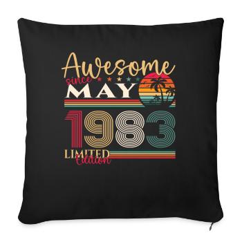 40e anniversaire homme femme génial mai millésime 1983 - Housse de coussin décorative 45 x 45 cm - noir - Devant