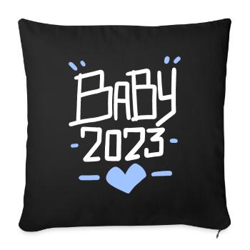 Baby 2023 - Baby Boy - Son - Pregnant - Sofa pillowcase 17,3'' x 17,3'' (45 x 45 cm) - black - Front