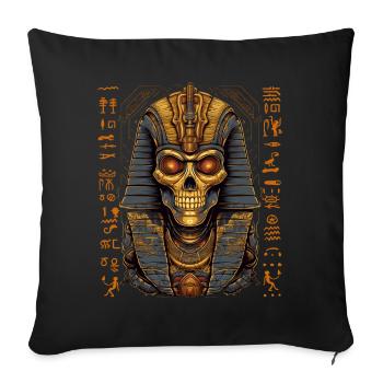 Pharaon Egypte Crâne Death Mask Cadeau - Housse de coussin décorative 45 x 45 cm - noir - Devant