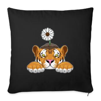 Marguerites tigres - Housse de coussin décorative 45 x 45 cm - noir - Devant