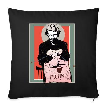 Techno Sewing Art Illustration - Sofa pillowcase 17,3'' x 17,3'' (45 x 45 cm) - black - Front