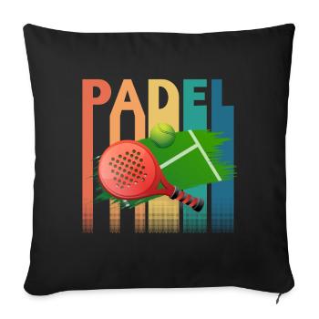 Padel Tennis Rétro Vintage - Housse de coussin décorative 45 x 45 cm - noir - Devant