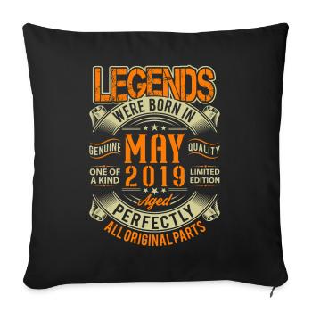 Légende de l’anniversaire de mai 2019 - Housse de coussin décorative 45 x 45 cm - noir - Devant