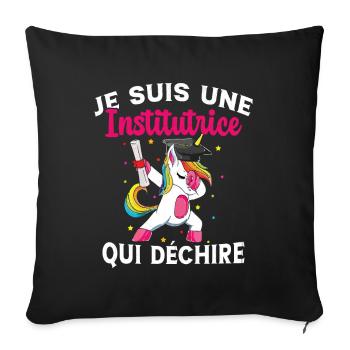 Femme Institutrice Qui Déchire Idée Enseignant - Housse de coussin décorative 45 x 45 cm - noir - Devant