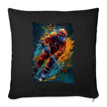 Bunter Eishockey Spieler Geschenk Eishockey Fans - Sofakissenbezug 45 x 45 cm - Schwarz - Vorne