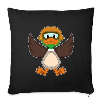 Ente Pilot Pilotenmütze - Sofakissenbezug 45 x 45 cm - Schwarz - Vorne