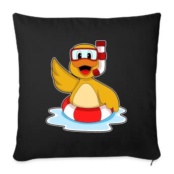 Duck Swimming Swim Ring Summer - Sofa pillowcase 17,3'' x 17,3'' (45 x 45 cm) - black - Front