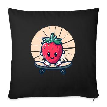 Strawberry skateboard in sunset - Sofa pillowcase 17,3'' x 17,3'' (45 x 45 cm) - black - Front