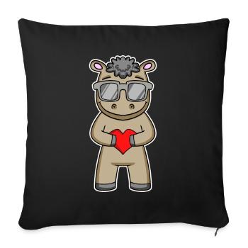 Cool horse with glasses and heart - Sofa pillowcase 17,3'' x 17,3'' (45 x 45 cm) - black - Front