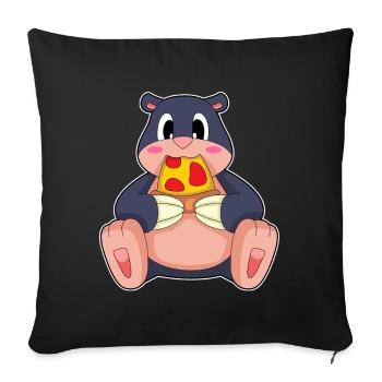 Pizza taupe - Housse de coussin décorative 45 x 45 cm - noir - Devant