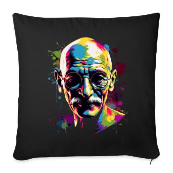 Nobel Peace Prize laureate Mahatma Gandhi - Sofa pillowcase 17,3'' x 17,3'' (45 x 45 cm) - black - Front