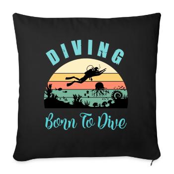 Plongée née pour le plongeur Taucher - Housse de coussin décorative 45 x 45 cm - noir - Devant