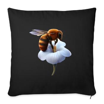Bee on flower - Sofa pillowcase 17,3'' x 17,3'' (45 x 45 cm) - black - Front