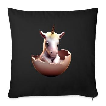 Hatching baby unicorn - Sofa pillowcase 17,3'' x 17,3'' (45 x 45 cm) - black - Front