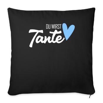 Tante Geschenk - Du wirst Tante - werdende Tante - Sofakissenbezug 45 x 45 cm - Schwarz - Vorne