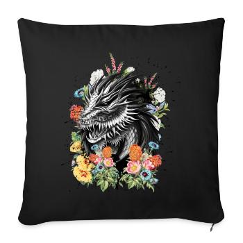 Dragon Flowers - Sofa pillowcase 17,3'' x 17,3'' (45 x 45 cm) - black - Front