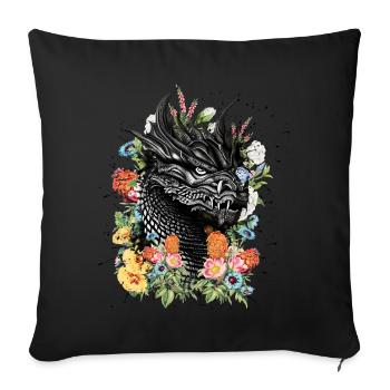 Dragon Flowers - Sofa pillowcase 17,3'' x 17,3'' (45 x 45 cm) - black - Front