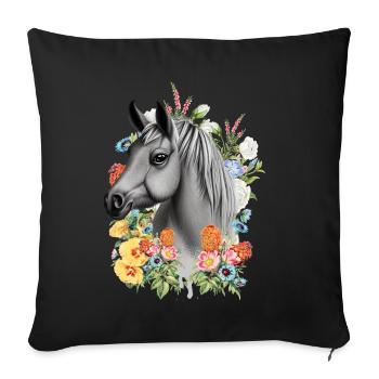 Fleurs de cheval - Housse de coussin décorative 45 x 45 cm - noir - Devant